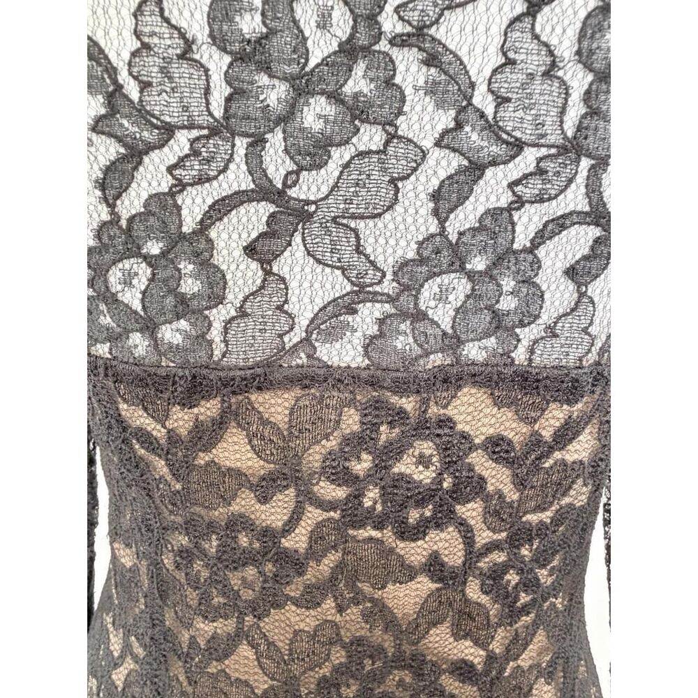Laundry By Shelli Segal Black Lace Bell Sleeve Mini Dress Size 6 NWT - Picture 8 of 9